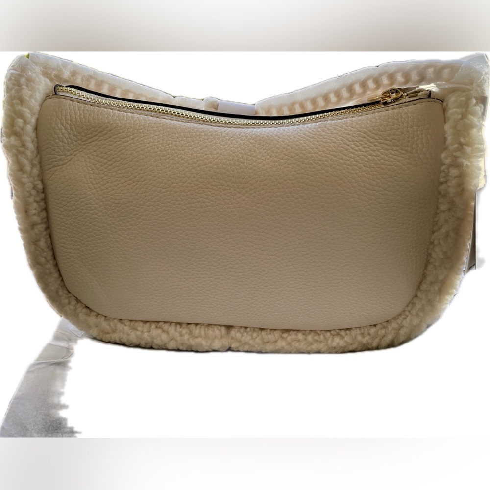 Michael Kors Carmela Natural MLT MD Pouchette Xbody Leather Bag